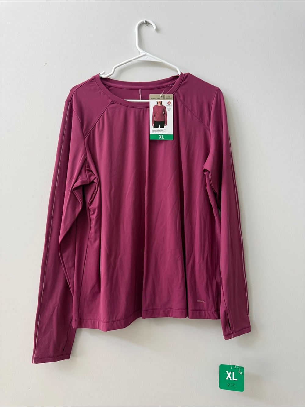 Mondetta Long-Sleeve Performance Tee in Berry Plum